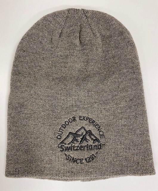 Knit Hat - Gray with Switzerland embroidery